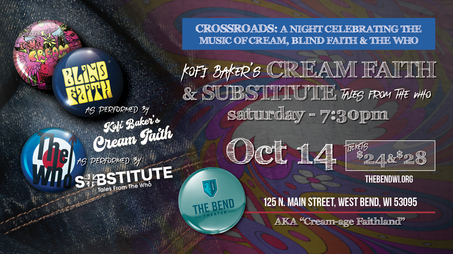 An Evening of Classic Rock - 2 Legendary Tributes: Kofi Baker's Cream Faith & Substitute: Tales from The Who