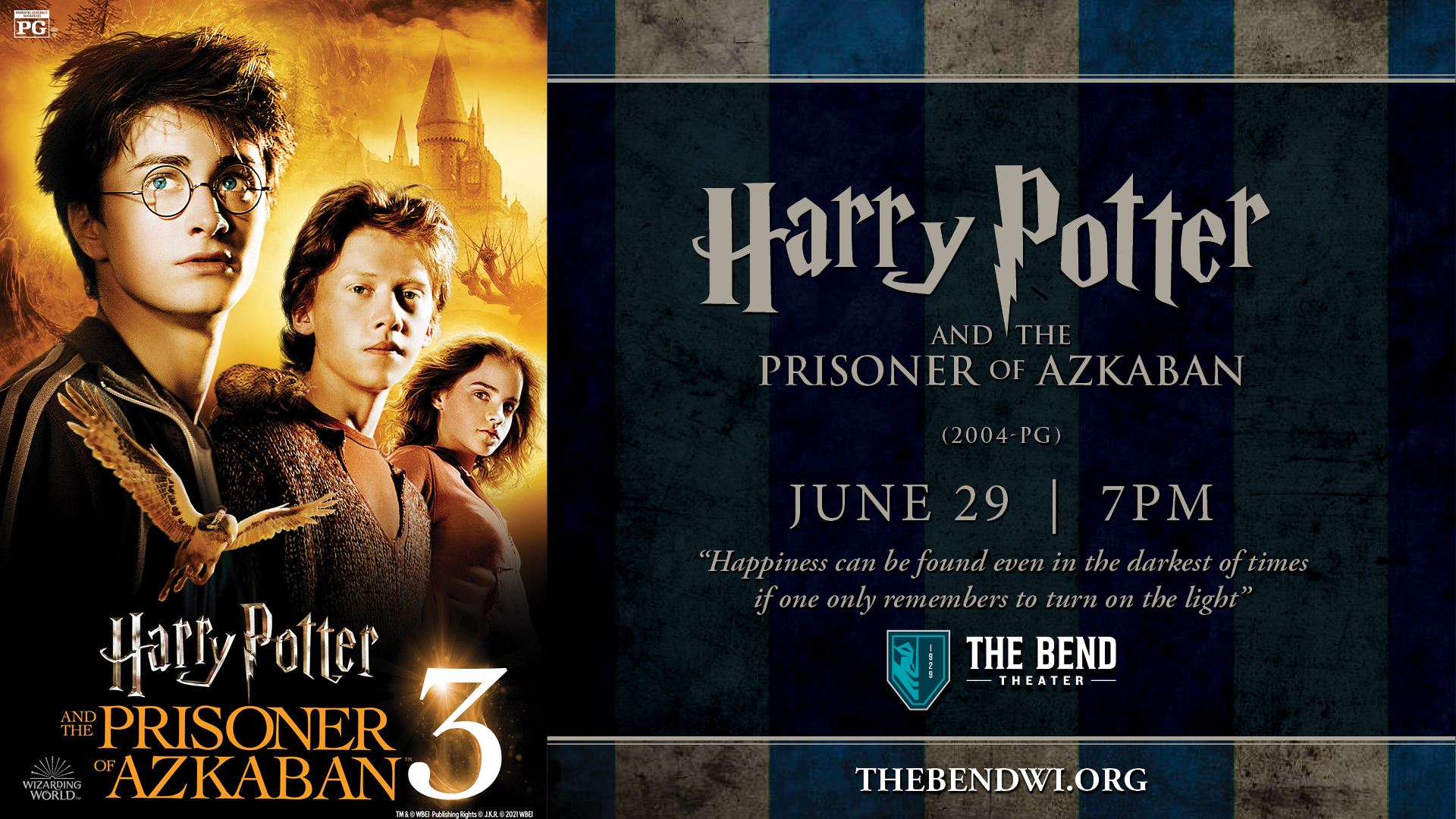 Wizarding World Nights at The Bend Theater: Harry Potter and The Prisoner of Azkaban (2004 - PG)