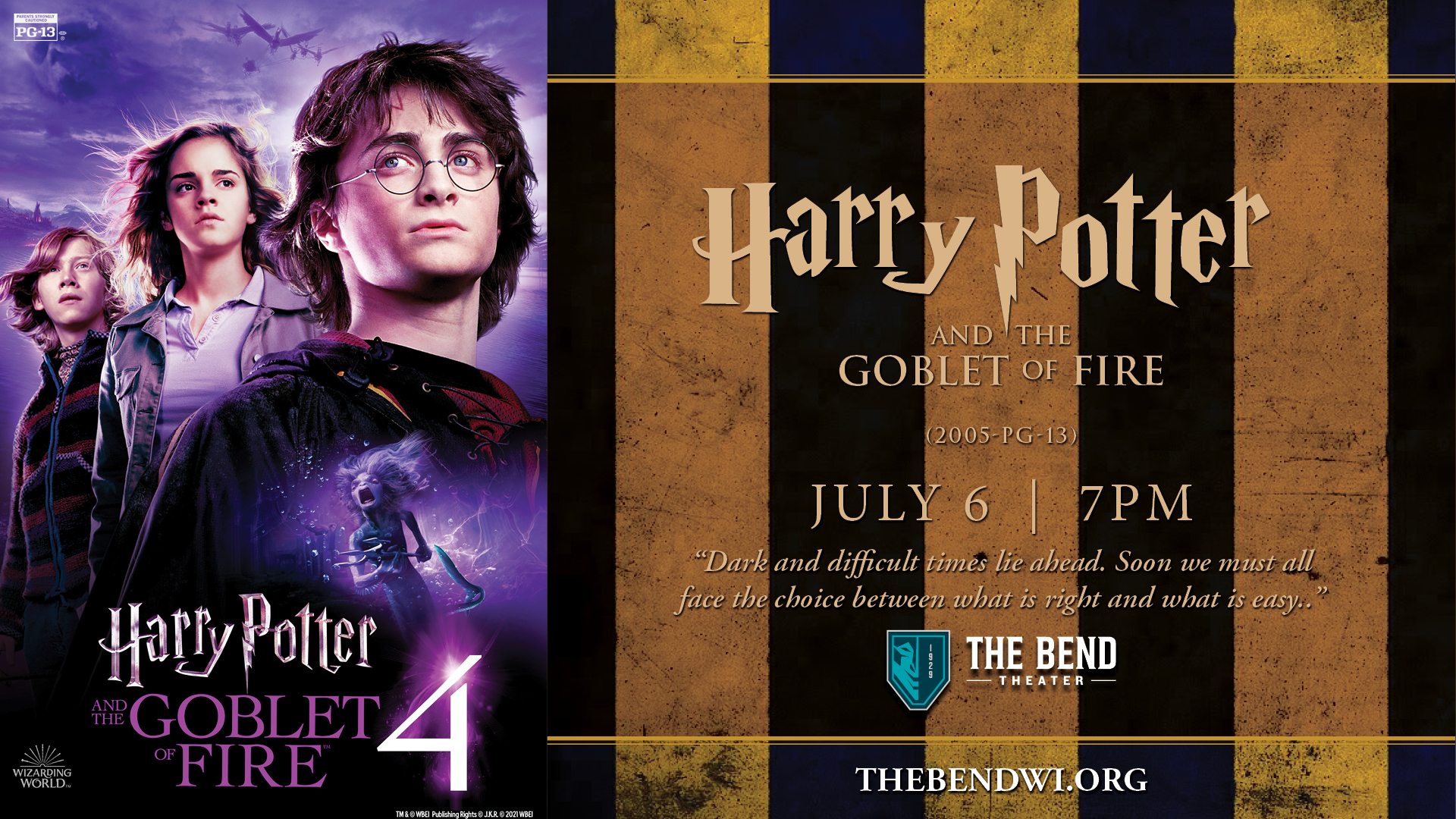 The Bend Theater presents Harry Potter and The Goblet of Fire