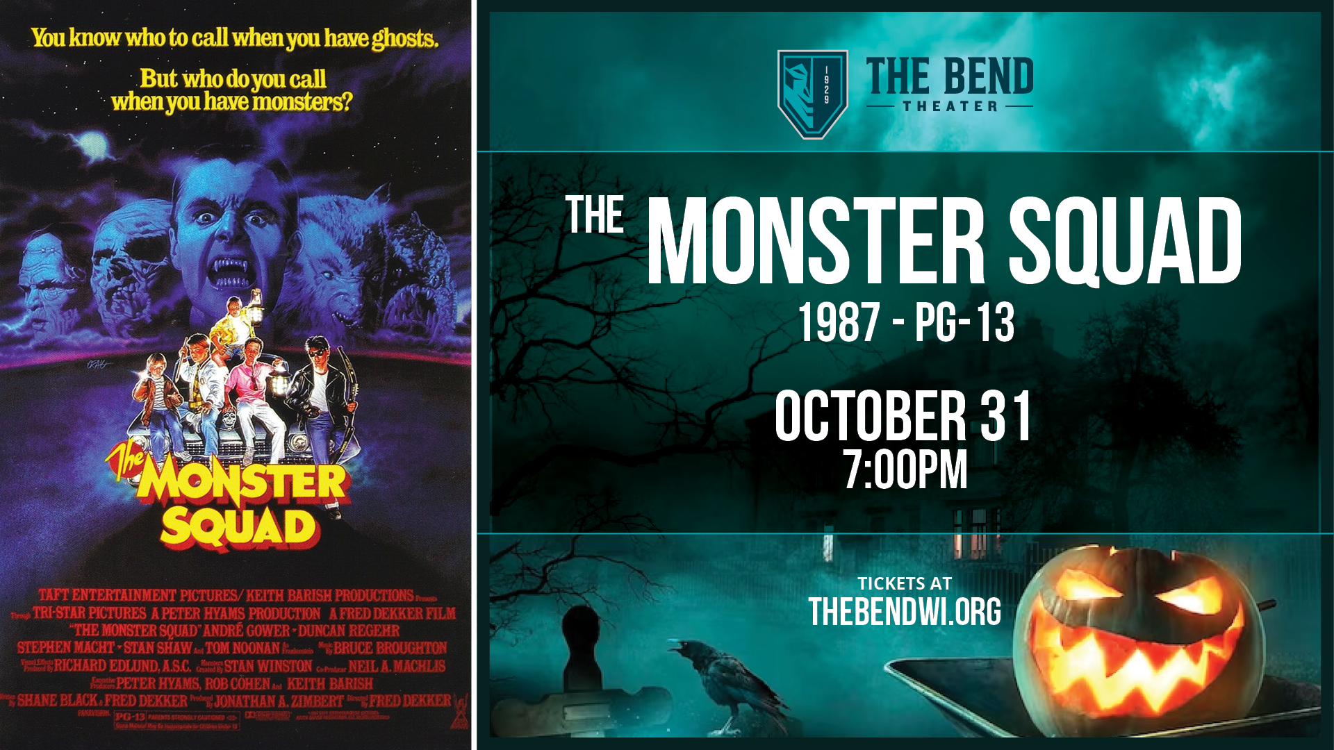 Family-Friendly Spooky Films at The Bend: The Monster Squad (1987 - PG-13)