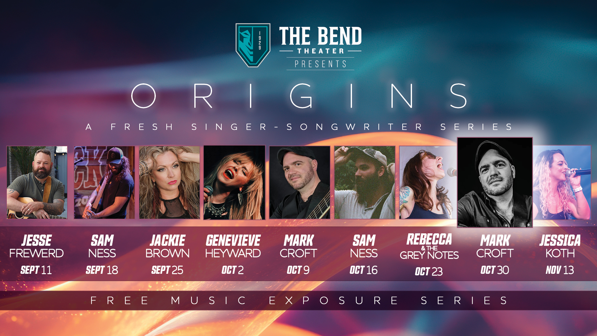 Origins Singer-Songwriter Series - September 11th through November 13th